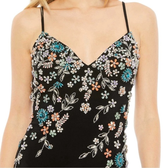 Mac Duggal 42006 Multi Color Beaded Floral Cami Gown Deep Back size 10 NEW $498 - Picture 3 of 13